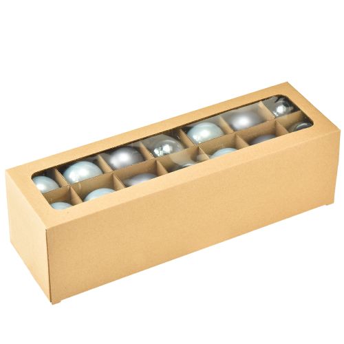 Prodotto Palline di Natale decorative in vetro blu-grigio opaco, lucido 5 cm 24 pezzi