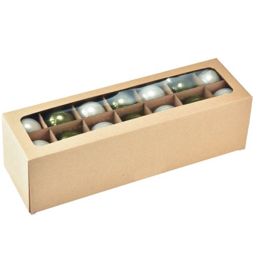 Prodotto Palline di Natale in vetro lucido color oliva e grigio argento 5 cm 24 pezzi