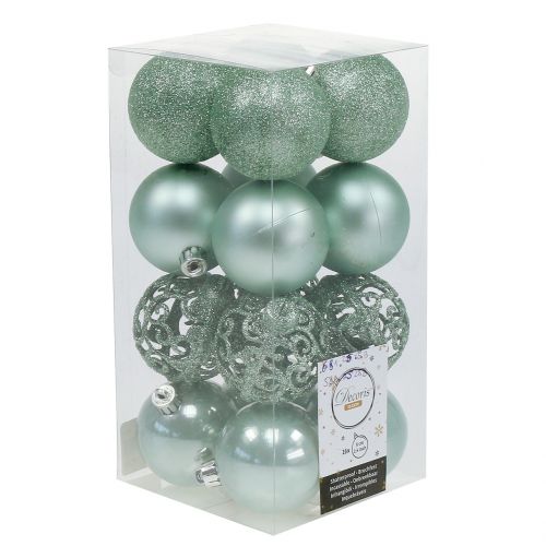 Floristik24 Palline di Natale verde chiaro Ø6cm 16 pz