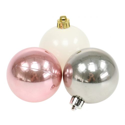 Floristik24 Palline di Natale mix rosa, grigio, bianco Ø5,5cm 10p