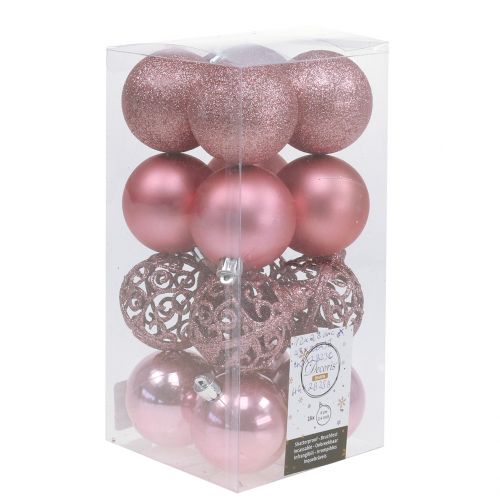 Floristik24 Palla di Natale rosa Ø6cm 16 pz
