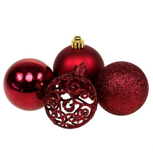 Floristik24 Palla di Natale rosso scuro Ø6cm 16 pz