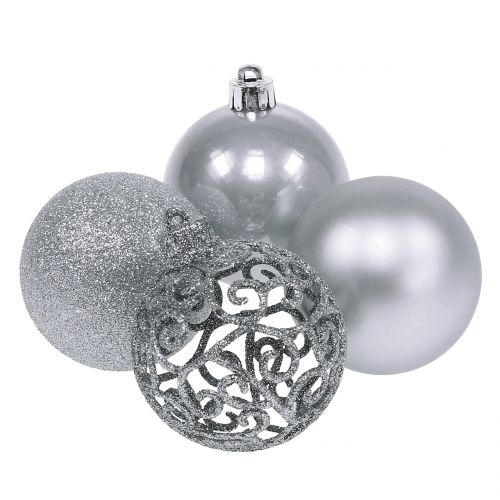 Floristik24 Pallina di Natale argento Ø6cm 16 pz