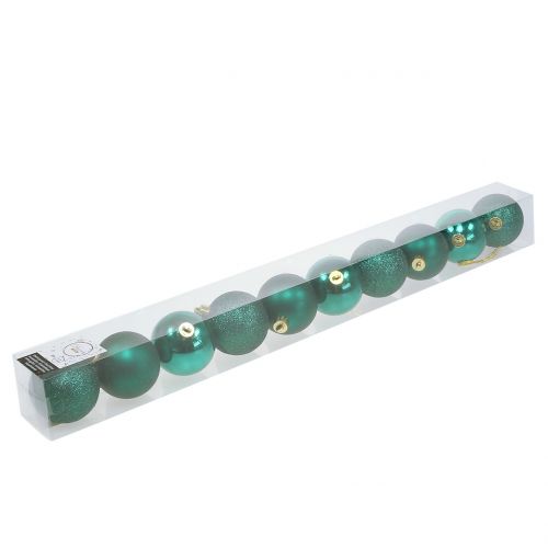 Floristik24 Palla di Natale verde smeraldo mix Ø6cm 10pz