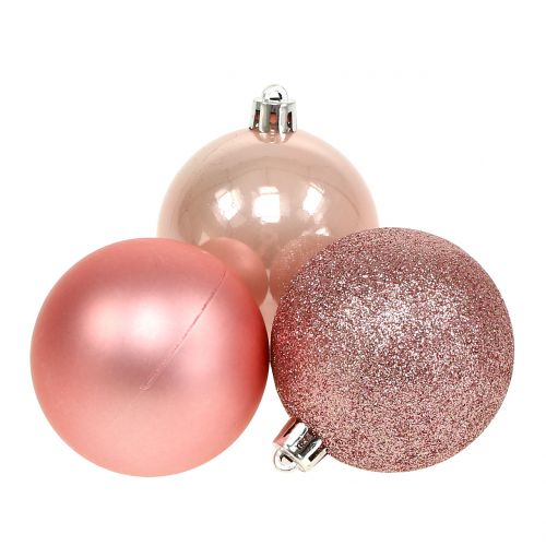 Floristik24 Palline di Natale mix rosa pastello Ø6cm 10 pezzi