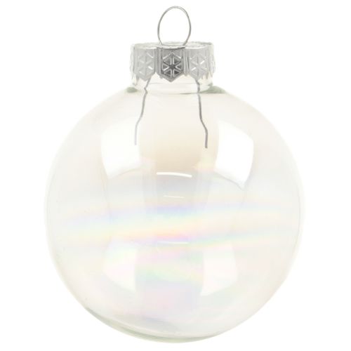 Sfera di vetro effetto madreperla con riflessi iridescenti 6 cm 24 pezzi