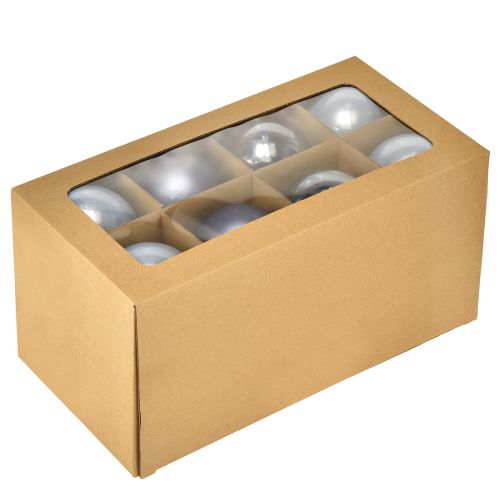 Prodotto Set di palline in blu/argento – opaco e lucido, decorazione in vetro per fiori invernali 7,5 cm 12 pezzi
