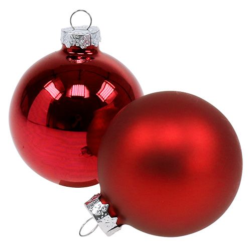 Palla di Natale in vetro Ø6cm rosso mix 24 pz
