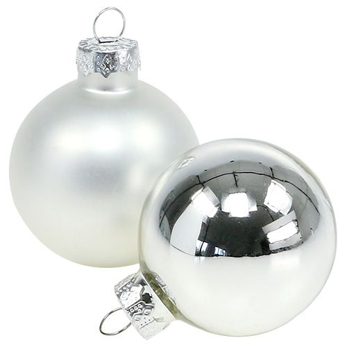 Floristik24 Palla di Natale in vetro Ø6cm argento mix 24pz