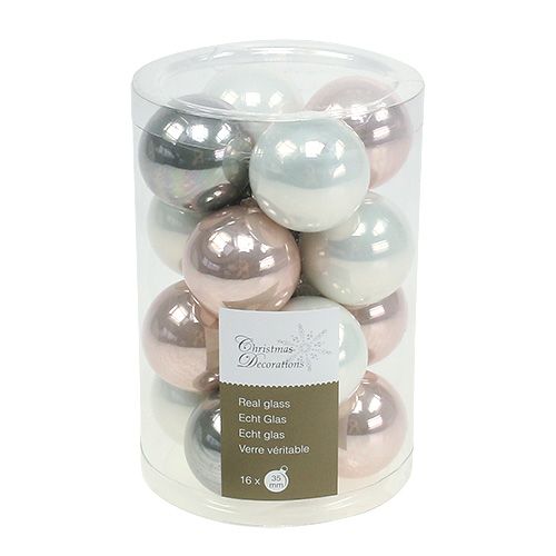 Prodotto Palla di Natale in vetro Ø3,5 cm rosa, grigio, crema 16 pezzi