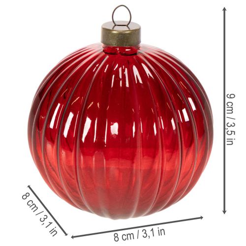 Palline di Natale in vetro, rosse, 8 cm, 12 pezzi | Floristik24.it