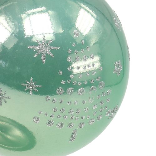 Floristik24 Palla di natale con glitter eucalipto Ø8cm 6 pezzi
