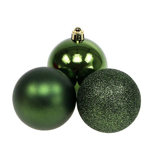 Floristik24 Palla di Natale in plastica Ø6cm verde 10p