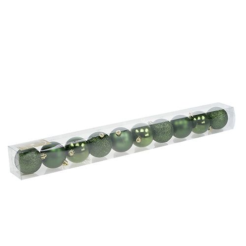 Floristik24 Palla di Natale in plastica Ø6cm verde 10p