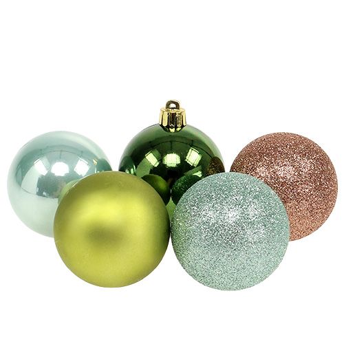 Floristik24 Palla di Natale plastica Ø6cm verde ass. 30 pz