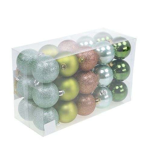 Floristik24 Palla di Natale plastica Ø6cm verde ass. 30 pz