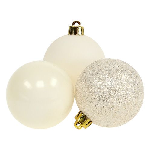 Floristik24 Palla di Natale in plastica crema Ø60mm 10 pezzi