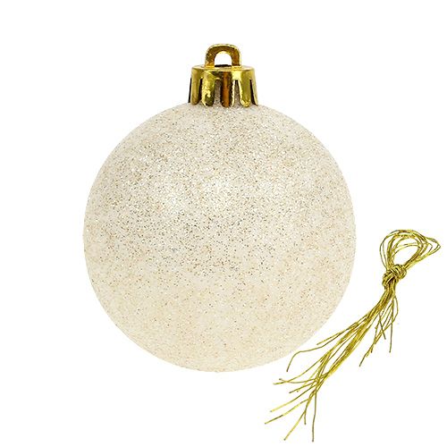 Palla di Natale in plastica crema Ø60mm 10 pezzi | Floristik24.it
