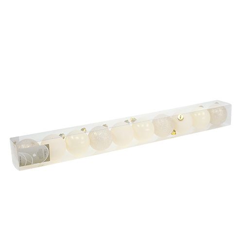 Palla di Natale in plastica crema Ø60mm 10 pezzi | Floristik24.it
