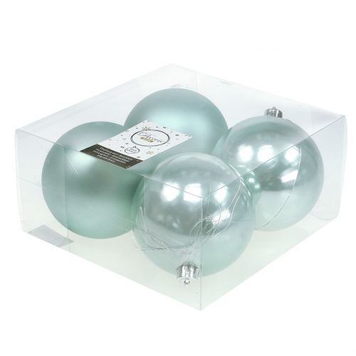 Prodotto Palline di Natale infrangibili verde chiaro assortite Ø10cm 4 pz