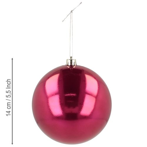 Floristik24 Palla di Natale in plastica grande per albero di Natale rosa Ø14cm