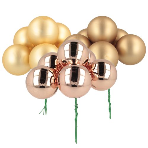Prodotto Pallina di Natale in vetro specchiato oro rosa con bacche Ø40mm 32 pezzi