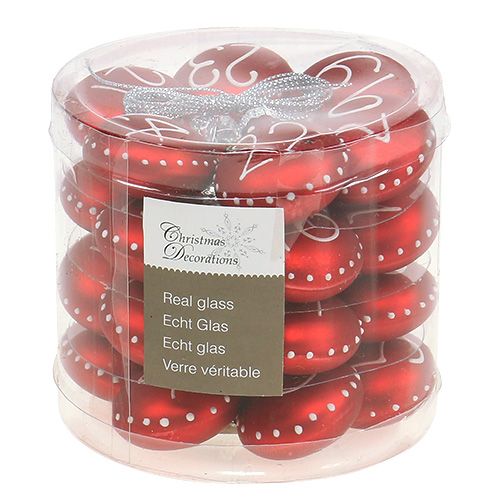 Floristik24 Palla di Natale Ø3,5cm con numeri rossa 24 pz