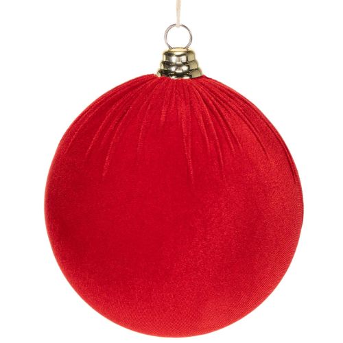 Pallina di Natale effetto velluto rosso, grande pallina per albero di Natale da 20 cm, 3 pezzi