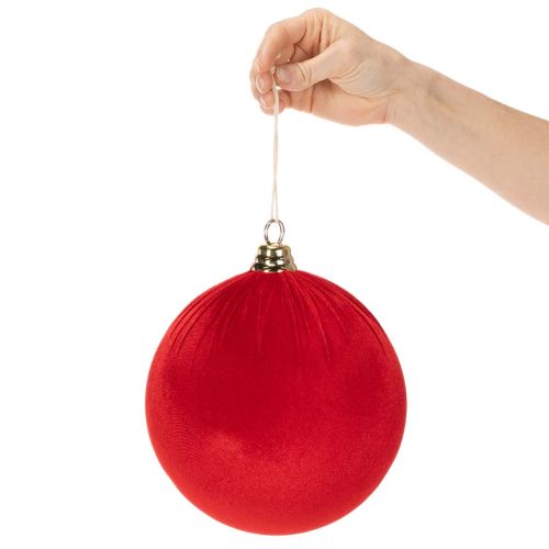 Pallina di Natale effetto velluto rosso, grande pallina per albero di Natale da 20 cm, 3 pezzi | Floristik24.it
