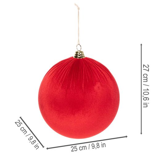 Palline natalizie in velluto rosso, grandi sfere decorative da appendere, 25 cm, 2 pezzi | Floristik24.it