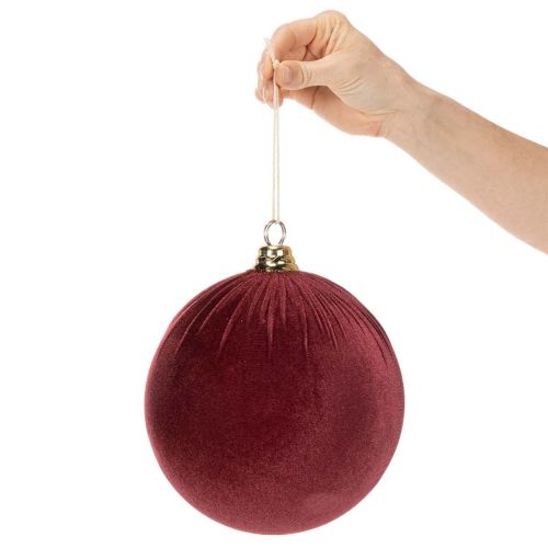 Grande pallina di Natale effetto velluto rosso, 20 cm, 3 pezzi | Floristik24.it
