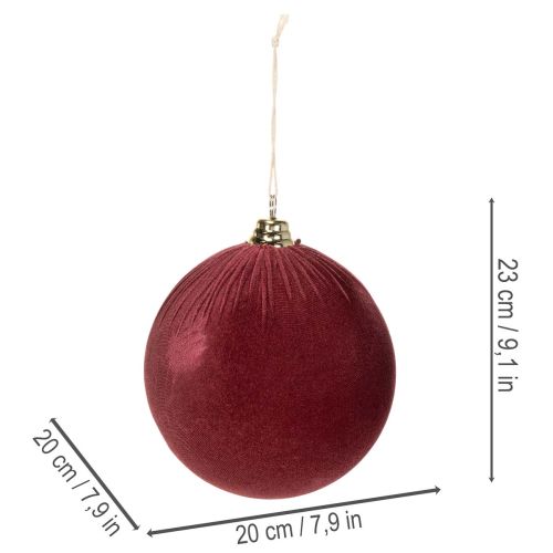 Grande pallina di Natale effetto velluto rosso, 20 cm, 3 pezzi | Floristik24.it