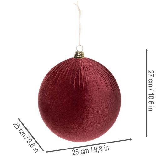 Grande ornamento natalizio in velluto rosso da appendere all'albero di Natale, 25 cm, 2 pezzi | Floristik24.it