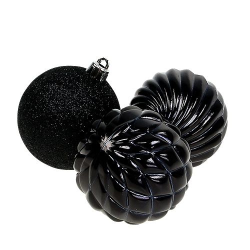 Floristik24 Christmas Ball Black Mix Ø7cm plastica 6 pezzi