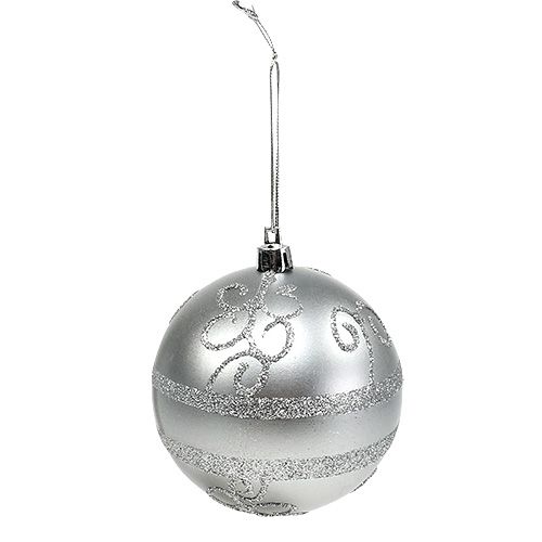 Floristik24 Palla di Natale argento Ø8cm plastica 1p