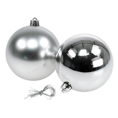 Palla di Natale argento Ø10cm 4 pezzi