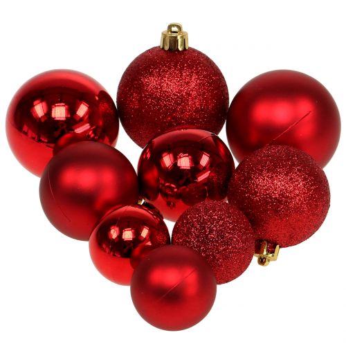 Floristik24 Mix di palline di Natale rosse assortite Ø3,5cm - Ø5,5cm 30pz