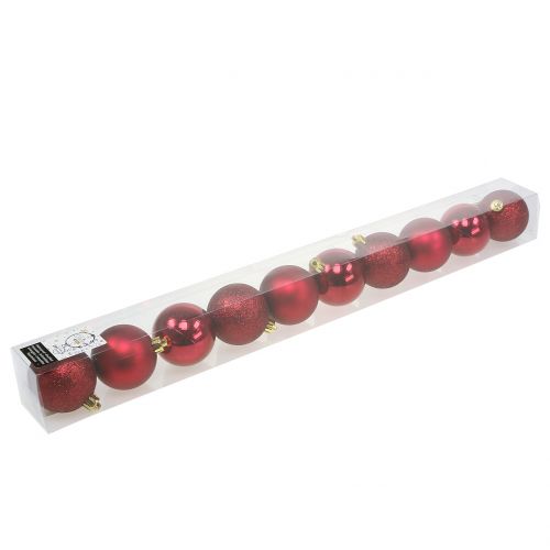 Floristik24 Pallina di Natale rosso rubino mix Ø6cm 10p