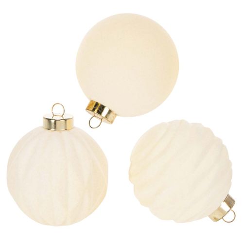 Palline natalizie decorative bianche, con texture miste, 8 cm, 12 pezzi