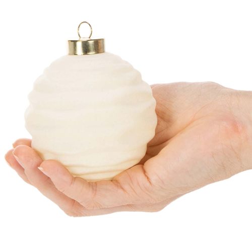 Palline natalizie decorative bianche, con texture miste, 8 cm, 12 pezzi | Floristik24.it