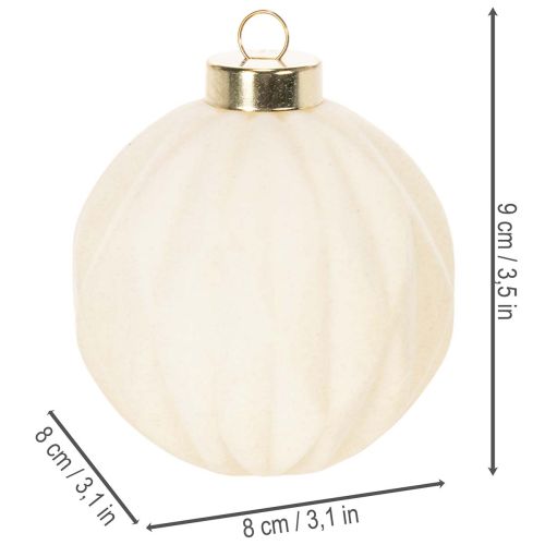Palline natalizie decorative bianche, con texture miste, 8 cm, 12 pezzi | Floristik24.it
