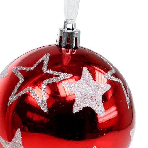 Floristik24 Palline di Natale con stelle rosse 2pz Ø8cm