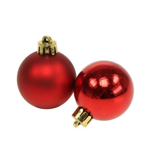 Floristik24 Pallina di Natale rossa piccola Ø4cm 16 pz