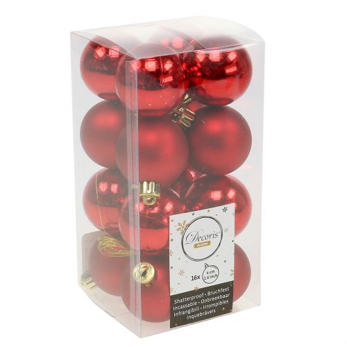 Floristik24 Pallina di Natale rossa piccola Ø4cm 16 pz