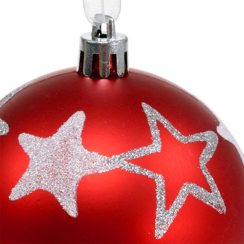 Floristik24 Palline di Natale con stelle rosse 2pz Ø8cm
