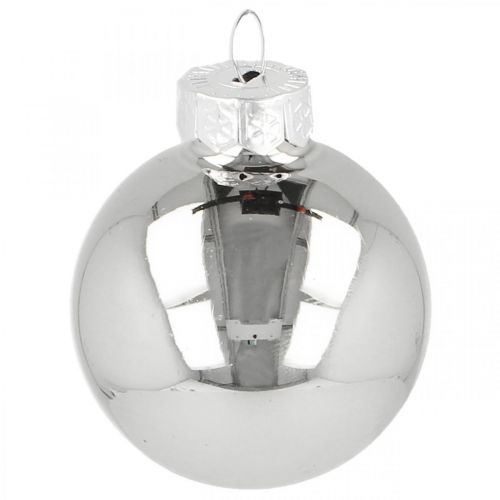 Prodotto Mini palla di Natale, mix di decorazioni per albero, decorazione dell&#39;Avvento nero/argento/madreperla H4,5cm Ø4cm vero vetro 24 pezzi