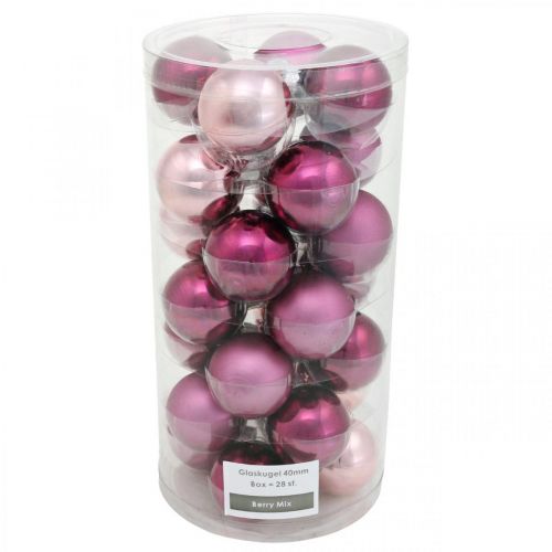 Prodotto Mini palline per albero, mix di palline di Natale, ciondolo per albero di Natale viola H4,5 cm Ø4 cm vero vetro 24 pezzi
