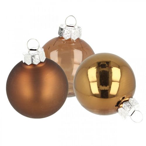 Floristik24 Palle di Natale, mix di decorazioni per l&#39;albero, mini palline per albero di Natale marroni H4,5 cm Ø4 cm vero vetro 24 pz