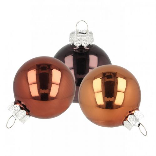 Floristik24 Decorazioni per albero di Natale, palline di Natale, mix di palline per albero marrone H4,5 cm Ø4 cm vero vetro 24 pezzi
