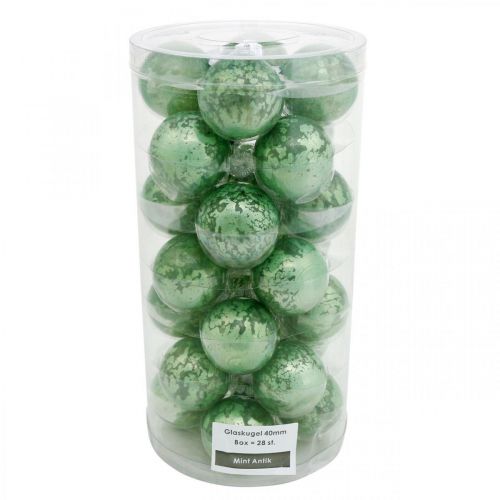 Prodotto Palla di Natale, decorazione per l'albero, palla per albero di Natale verde marmorizzata H4,5cm Ø4cm vero vetro 24 pz